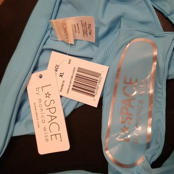 💕L*SPACE💕 Henley Ribbed Bikini (Robbie Top + Camacho Bottom) Aquarius XL NWT - Picture 14 of 14